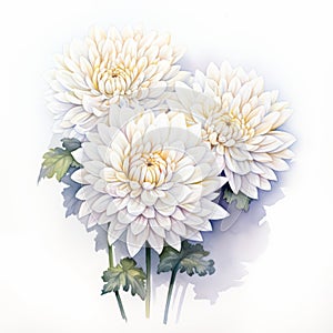 White Diamond Chrysanthemum Watercolor Painting For Mobile