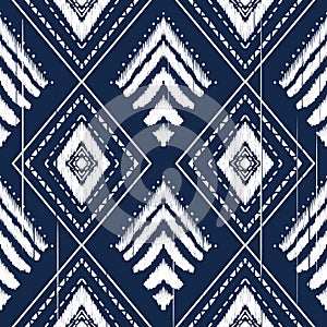 White Diamond on Indigo Blue. Geometric ethnic oriental pattern traditional Design for background,carpet,wallpaper,clothing,