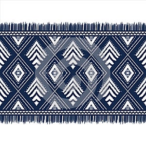 White Diamond on Indigo Blue. Geometric ethnic oriental pattern traditional Design for background,carpet,wallpaper,clothing,