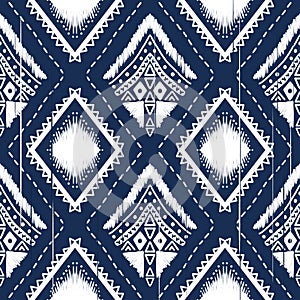 White Diamond on Indigo Blue. Geometric ethnic oriental pattern traditional Design for background,carpet,wallpaper,clothing,