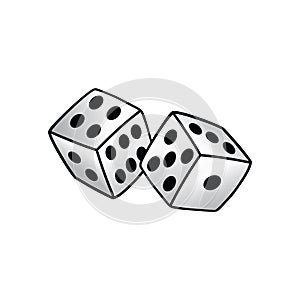 White dice risk taker gamble art