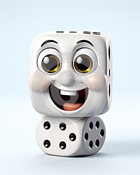 a white dice with a smiling face on it's face. generative ai