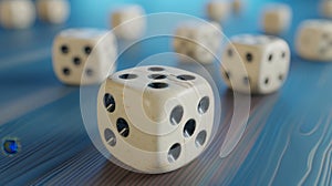 The white dice on table.AI generated image