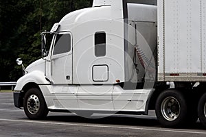 White Diesel Truck Rig with Copy Space photo