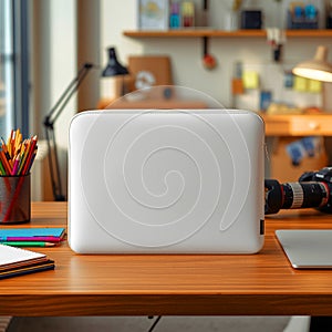 White Digital Device Desk Setup Office Essentials