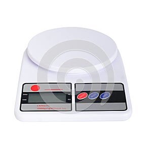 White Digital kitchen scale machine for weighing .clipping path