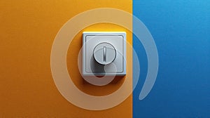 White dimmer switch on orange and blue background