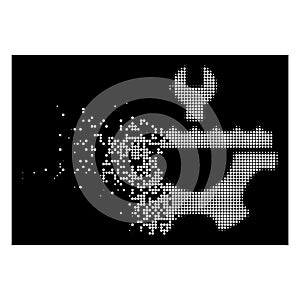 White Disappearing Pixelated Halftone Water Service Gear Icon