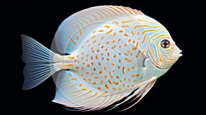 White Discus Fish On Black Background - Stunning 32k Uhd Kinetic Pointillism Art