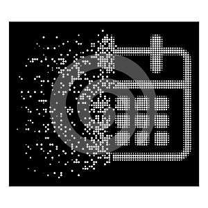 White Dispersed Pixel Halftone Calendar Icon