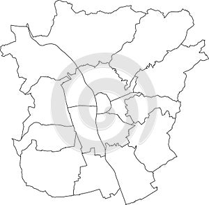 White districts map of GRAZ, AUSTRIA