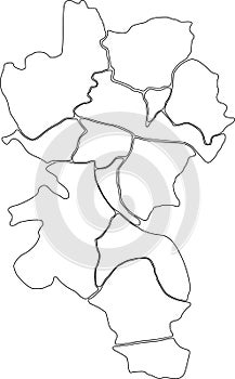 White districts map of WÃœRZBURG, GERMANY