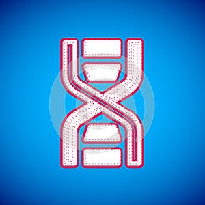 White DNA symbol icon isolated on blue background. Vector