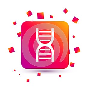 White DNA symbol icon isolated on white background. Square color button. Vector