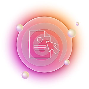 White Document and cursor icon isolated on white background. File icon. Checklist icon. Business concept. Orange and