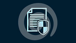 White Document protection concept icon isolated on blue background. Confidential information and privacy idea, secure