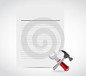 White document and tools illustration design