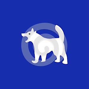 White dog animal vector logo design