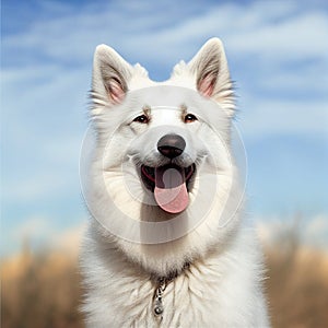 Graceful Composure - Portrait of a White Dog Sitting photo
