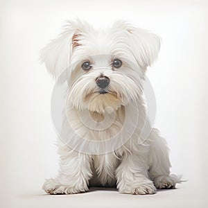 White Dog Sitting On A White Background - Stunning Digital Airbrushing