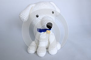 White dog toy hand-crocheted