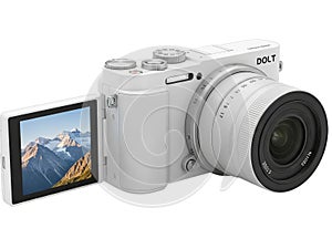 White dolt camera with swivel screen