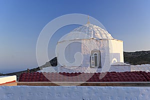 White dome house in Patmos, Greece