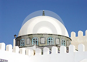 The white dome of the mosque in Kairouan