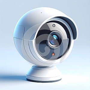 White Dome Security Camera on Blue Background
