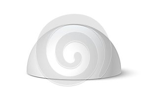 White dome, vector plastic or stone semi-sphere isolated on white background