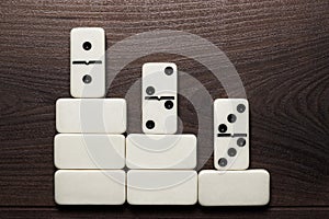 White domino pieces win concept background