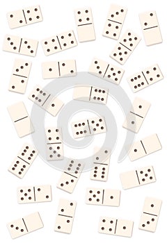 White Dominos Shuffled Game Mixed Up Tiles Pieces