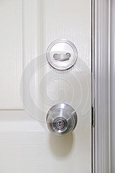 Door with deadbolt lock and Doorknob photo