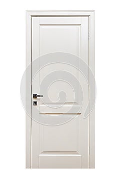 White door front view isolated on white Closed door