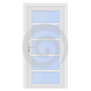 White door. Interior design with glass elements