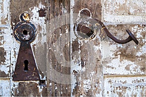 White Door with Keyhole and Handle