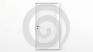 Eerily Realistic White Door On White Wall With Handle photo