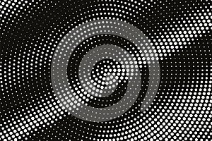White dot on black halftone vector texture. Diagonal dotted gradient. Dark dotwork surface for vintage effect