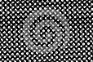 White dots on black background. Frequent micro halftone vector texture. Smooth dotwork gradient
