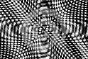 White dots on black background. Grungy halftone vector texture. Diagonal dotwork gradient for vintage effect