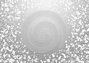 White Dots Vector Grey Background. Silver Shine