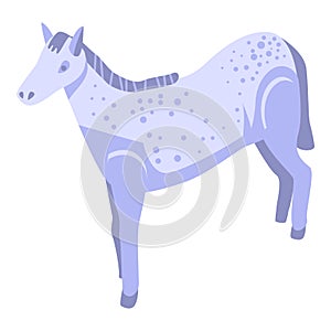 White dotted horse icon, isometric style