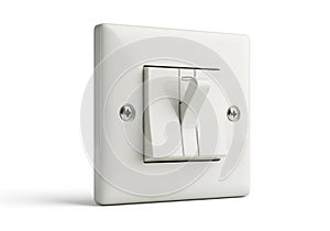 White double light switch isolated on white background