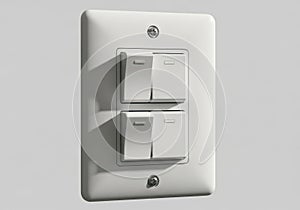 White double light switch isolated on white background