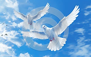 white dove on blue sky