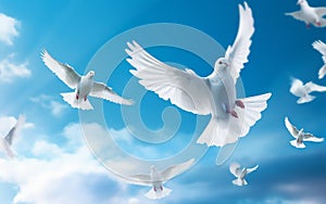 white dove on blue sky