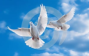 white dove on blue sky