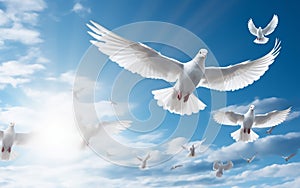 white dove on blue sky