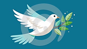 A white dove carrying an olive branch symbolizing the dreamers desire for peace and harmony in their relationships photo