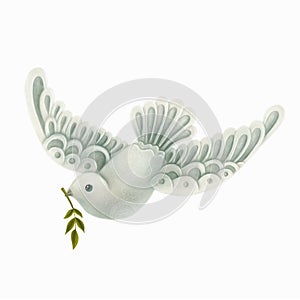 White dove with olive branch symbol of peace